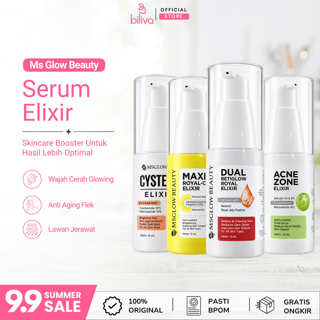 Serum Elixir Ms Glow Skin Care Original Perawatan Wajah Jerawat Kusam Anti Aging dan Flek Hitam BPOM