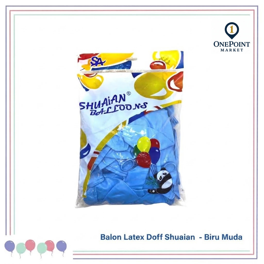 Balon Latex Doff Shuaian Perpack Isi 100pcs Balon Dekorasi Pesta - Biru Muda