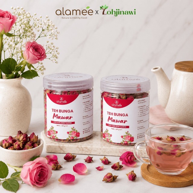 ALAMEE Teh Mawar Rose Bud Flower Tea Bunga Organik Kering Dried 100gr