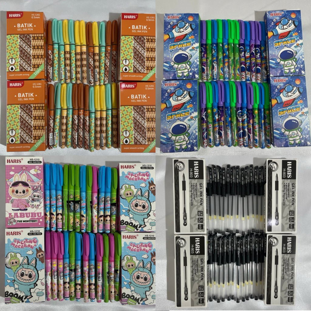 GROSIR PERLUSIN TERMURAH (4 MOTIF) BOLPEN/PEN GEL FANCI KARAKTER KUALITAS PREMIUM IMPORT