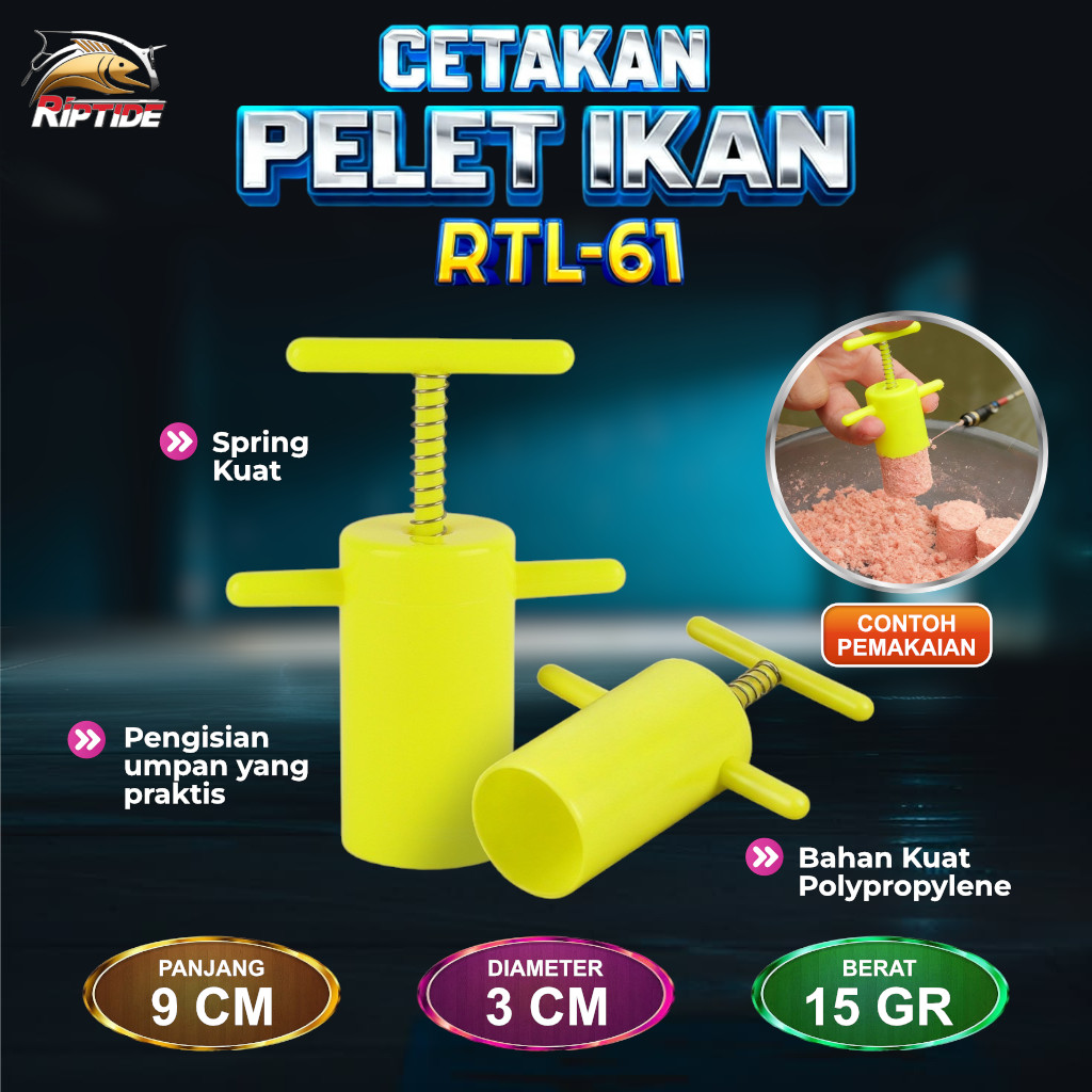 Cetakan Pelet Ikan RIPTIDE RTL-61 - Alat Cetak Umpan Pelet Bom Essen Pletokan Umpan Mancing Praktis 