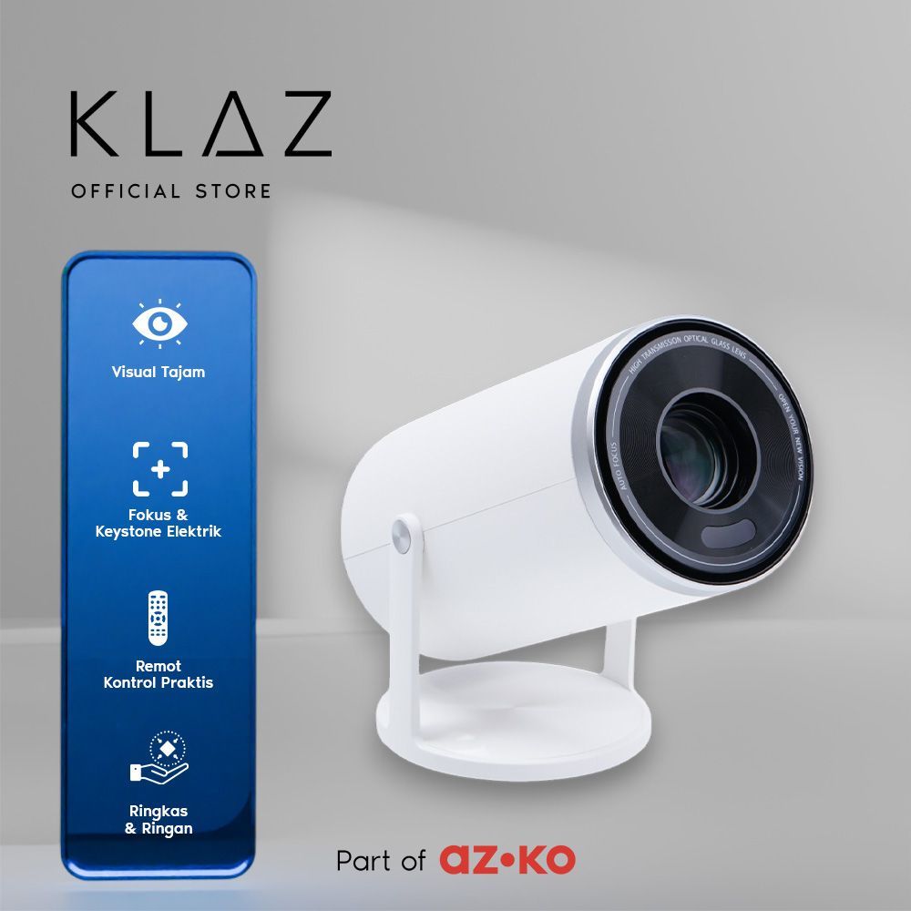 KLAZ Proyektor LED Android Version 720p B66 - Putih Alat Proyeksi Projektor Infokus Lcd Projector Pr
