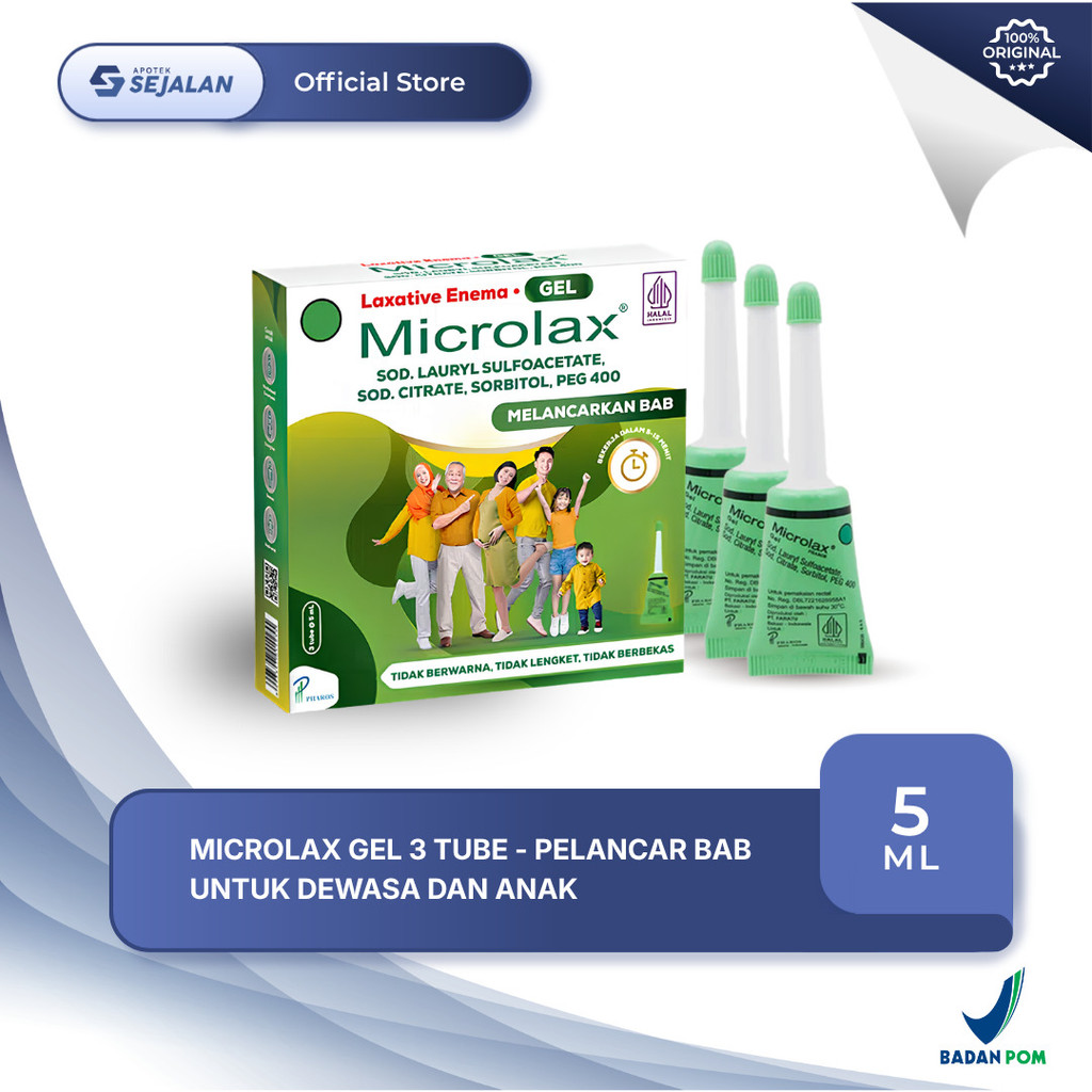 MICROLAX Gel Tube  5 ML 3 Tube Pelancar BAB Untuk Dewasa Dan Anak - Anak