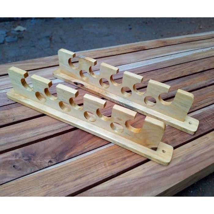 RAK JORAN DINDING.... Rak joran dinding kayu pinus Rak joran pancing - Clear, L