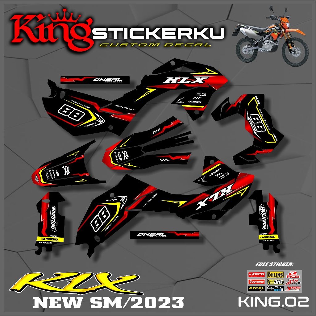 Stiker Decal KLX 150 SM Full Body Terbaru 2023 Custom Dekal KLX Super Glossy.