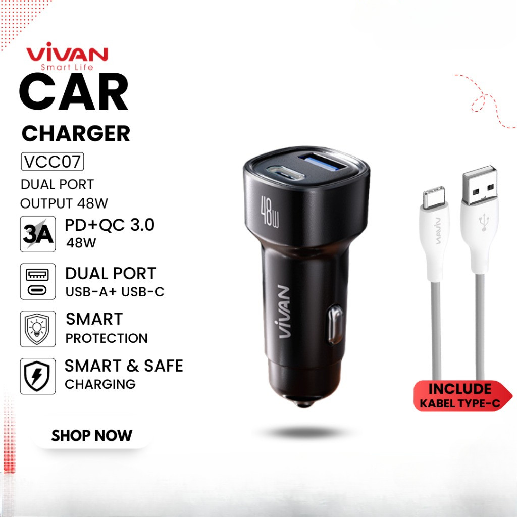 CHARGER VIVAN VCC07 CAR CHARGER PD QC3.0