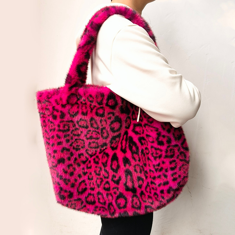 Women Winter Luxury Soft Faux Fur Plus Size Shoulder Bag Female Fashion Thick Fake Fur Big Size Bags