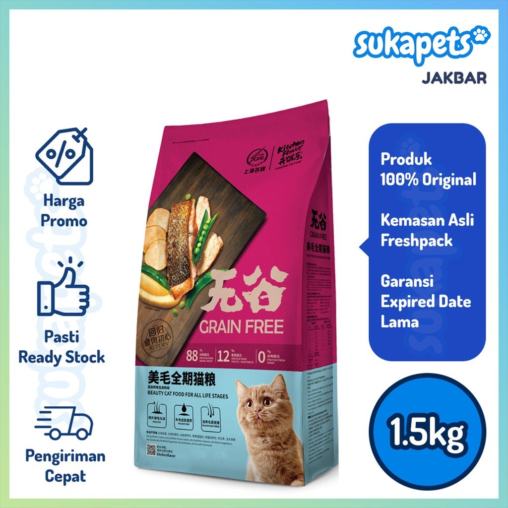 Klik Petfood Kitchen Flavor Beauty Cat Food All Life Stages Grain Free 1.5kg