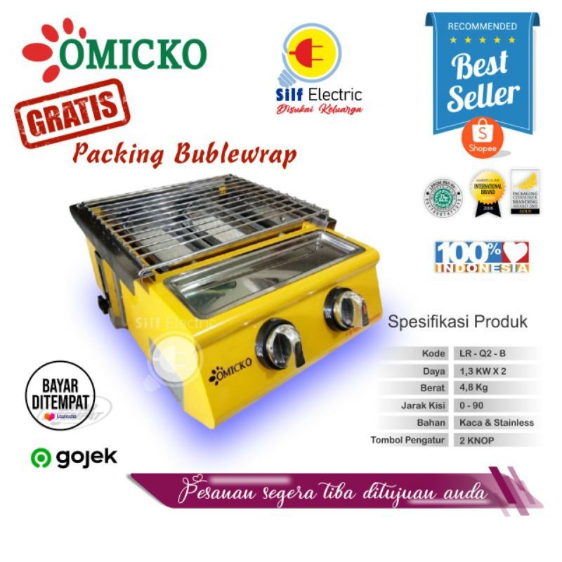 Panggangan Sosis Tanpa Asap 2 Tungku Omicko - Termurah