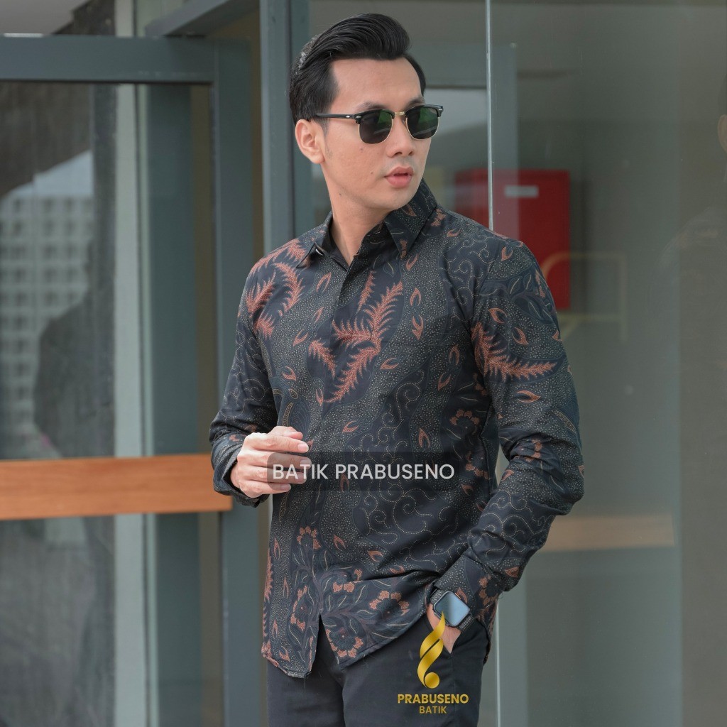 Batik Prabuseno - Batik Pria Lengan Panjang Slim Fit Motif Siliwangi