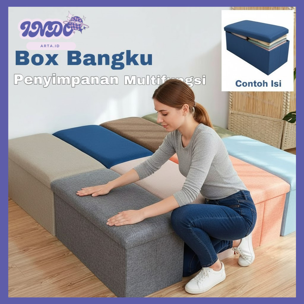 Indo Arta Box penyimpanan Serbaguna Storage Box Kursi Stool Storage Box Kursi Box Penyimpanan