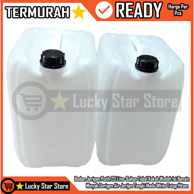 Badan Jerigen Putih 20 Liter Bahan Tebal Kokoh Wadah Isi Bensin Minyak Tanah Derigen Air Tangki Madu