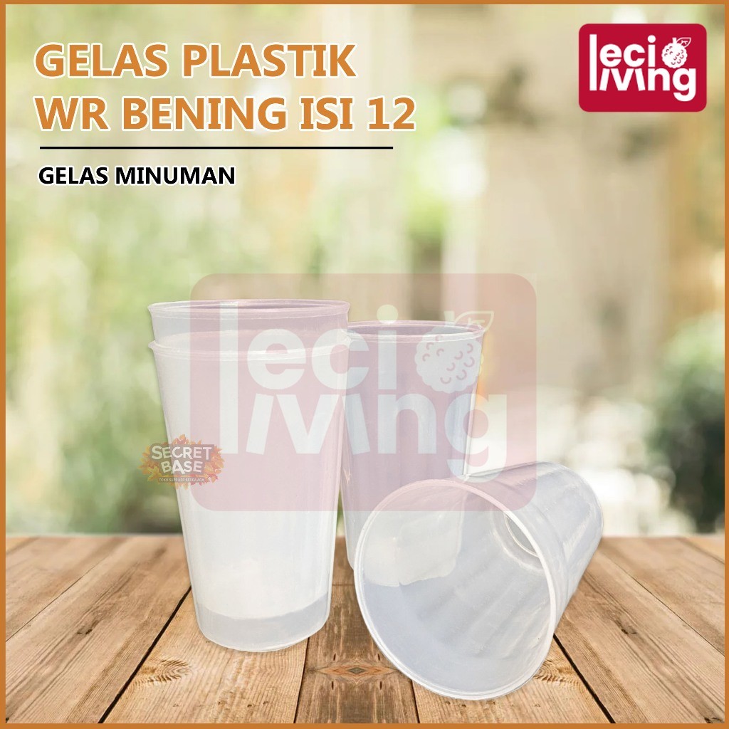 (ISI 12pcs) GELAS BENING PREMIUM - Gelas 1 Lusin Aesthetic / Cangkir Plastik Lusinan
