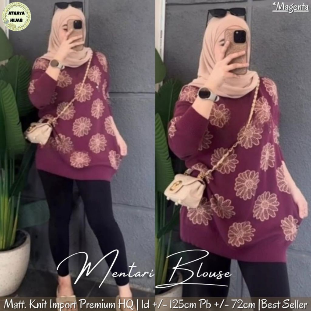 Baju Rajut Blouse Wanita Kekinian Mentari Blouse  Athaya Hijab alya store