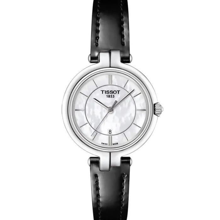 Tissot Flaminggo 30mm White Mother of Pearl Dial Quartz Leather Bracelet Jam Tangan Wanita Original 
