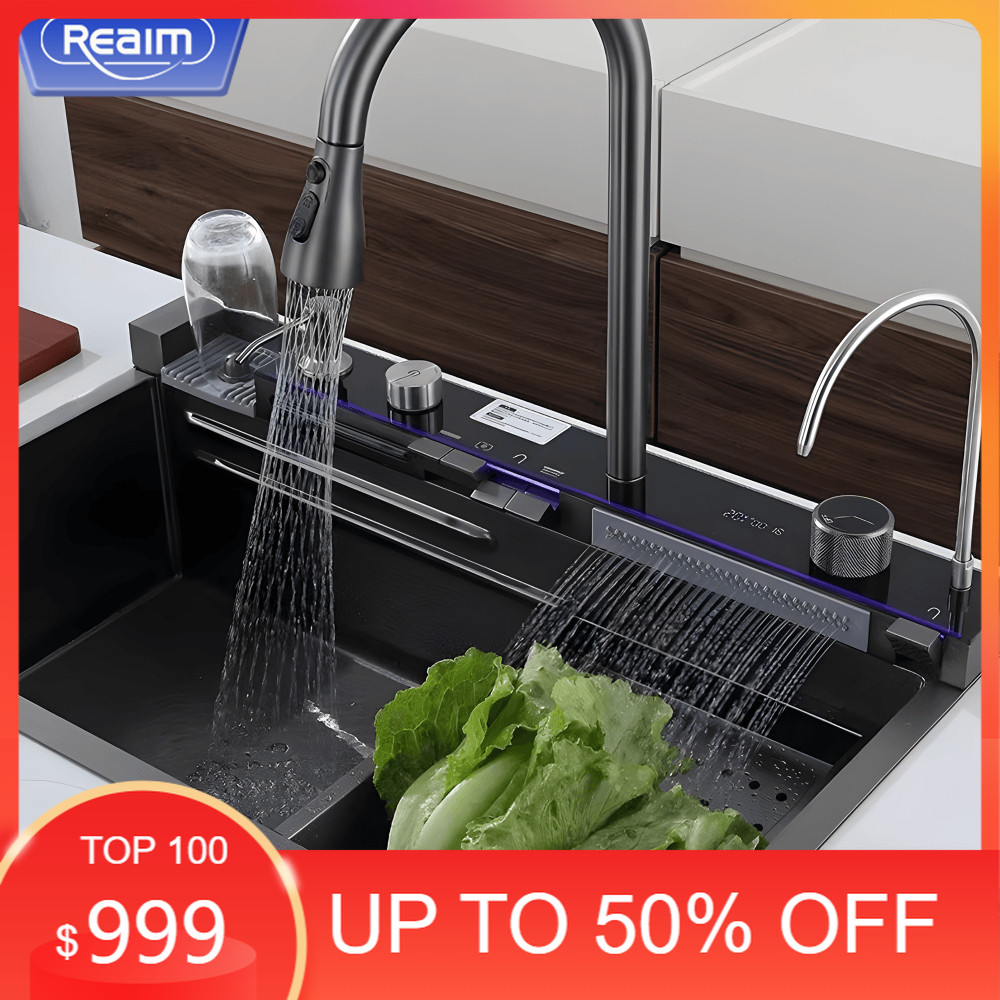 Temukan Reaim Stainless Steel Kitchen sink Modern Kitchen Sink Bak Cuci Piring Stainless Hitam cuci 