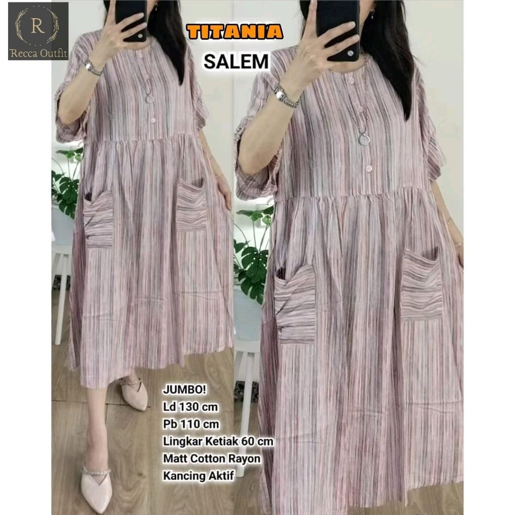 Titania Long Tunik Atasan Jumbo Oversize Motif Salur Busui Premium