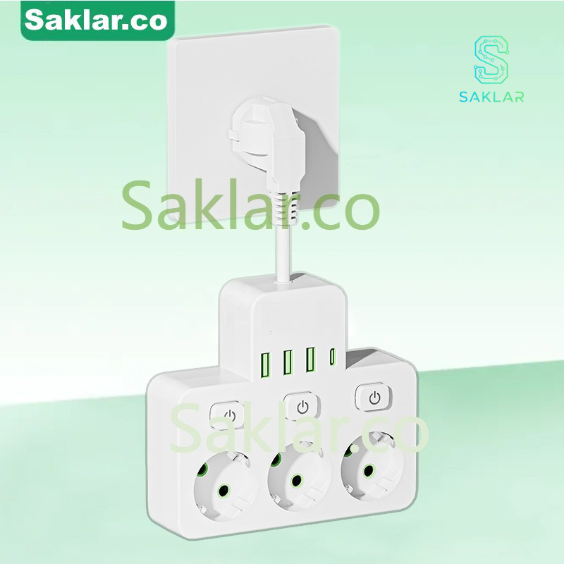 Saklar Colokan Listrik 3 Lubang Stop Kontak Usb Stop Kontak Traveling Universal Colokan Listrik 3 Lu