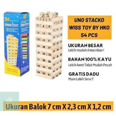 Mainan WISS TOY-54 STACKO KAYU 54 BALOK TINGGI BESAR 23.5CM + 4 DADU