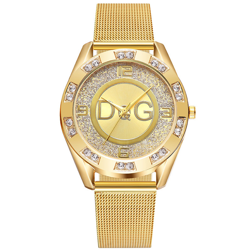 Fashion Luxury Watch DQG Crystal Quartz Female Watch Gold Silver Stainless Steel Ladies Dress Watch 