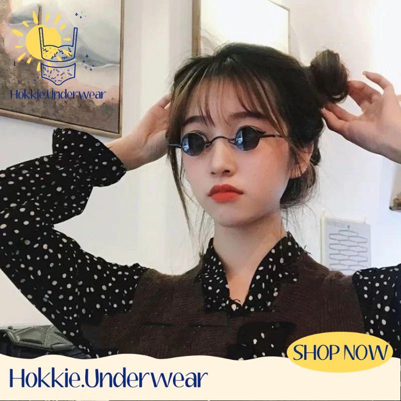(KM26) Kacamata Retro Bulat Lensa Hitam Kacamata Mini Kacamata Trendy Kacamata Tiktok