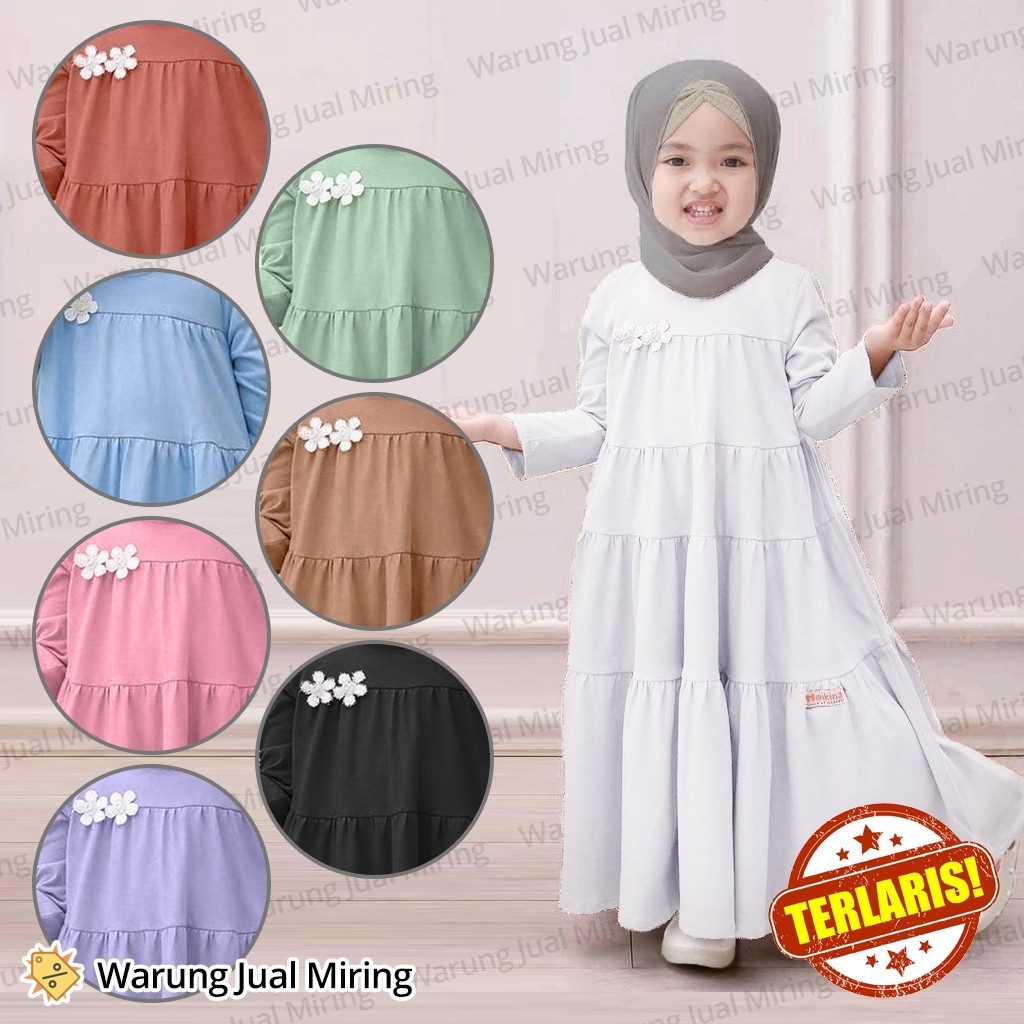 FASHION LEBARAN Baju Gamis Anak Perempuan Jersey Muslim 1-16 Tahun & Dewasa Dress Jubah Abaya Pakaia