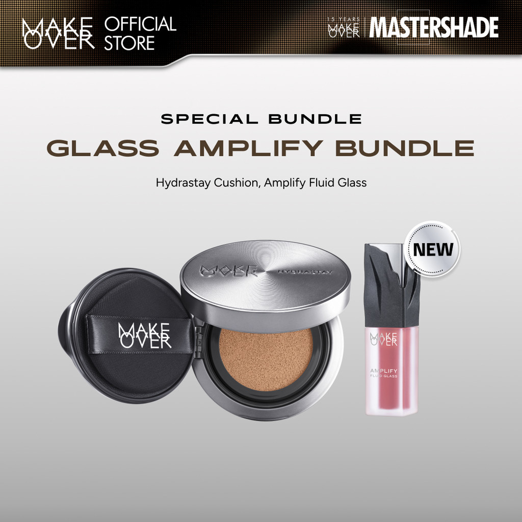 MAKE OVER Glass Amplify Bundle: NEW Amplify Glass Fluid + Hydrastay Prismatic Glass Cushion - Paket 