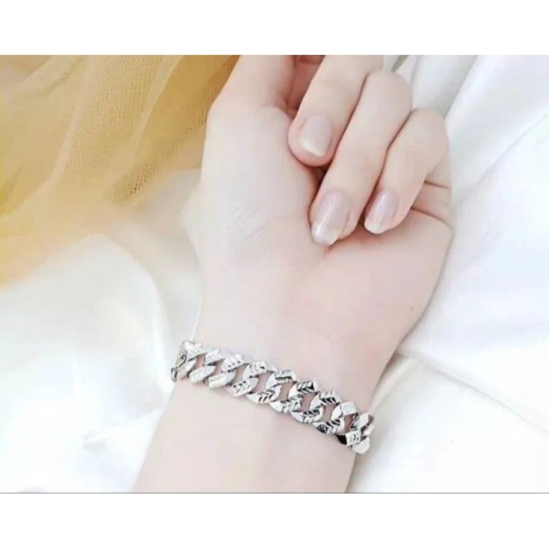 Gelang Tangan Rante Sisik Naga silver Titanium