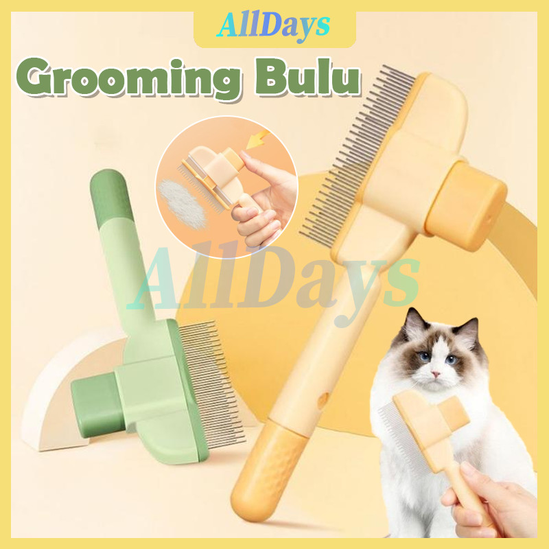 Sisir Serit Kutu Kucing Tombol Otomatis/Sisir Grooming Kucing Anjing Poodle Hidup