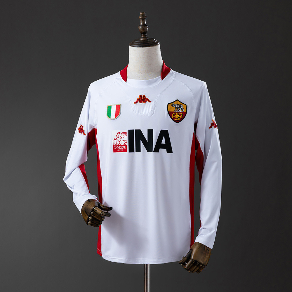 Jersey Roma 2001/02 Away Long Sleeve Retro T shirt pria