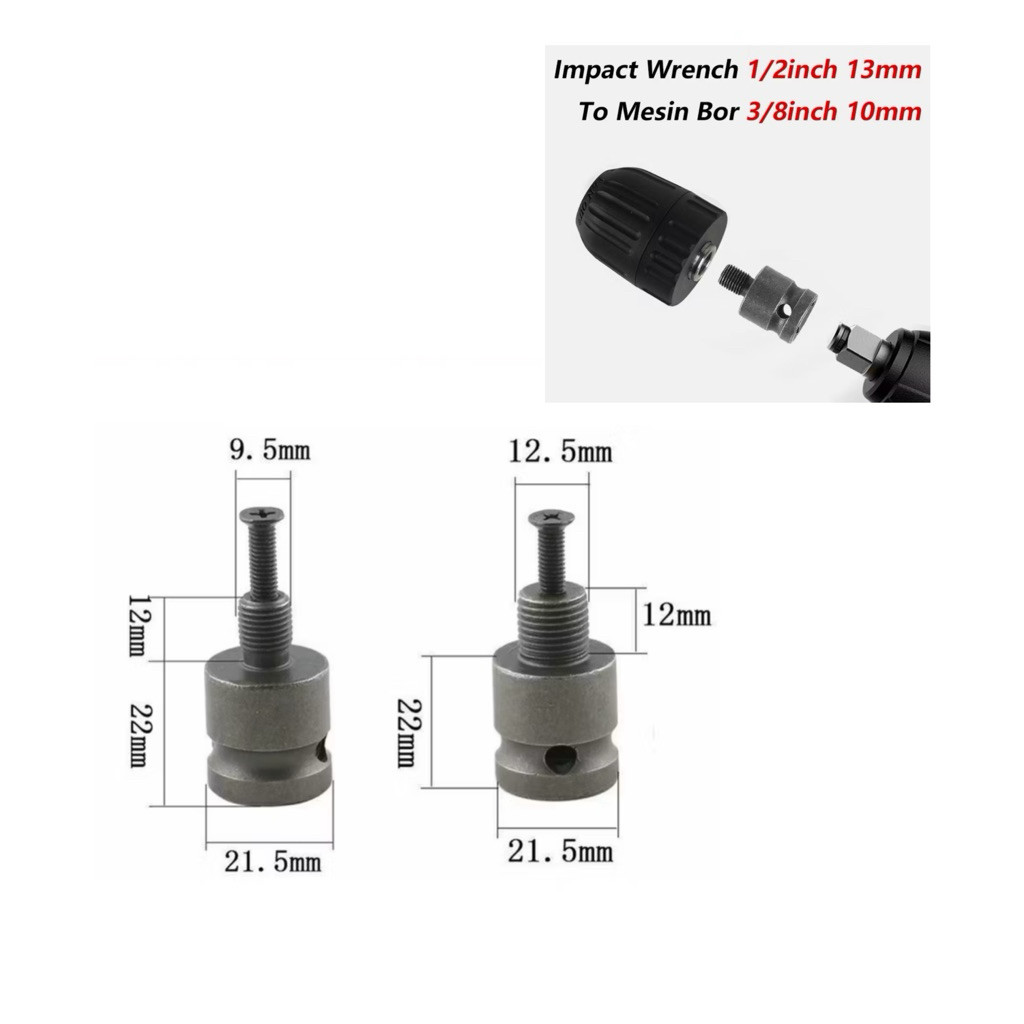 Adapter impact wrench ke bor konverter impact wrench menjadi bor chuck kepala bor 10 13 mm