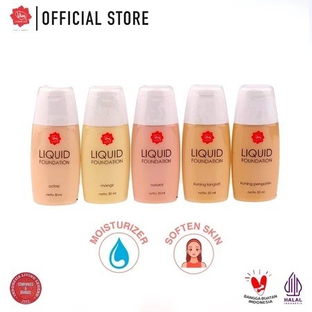 VIVA Liquid Foundation | Foundation Cair 30ml Alas Bedak Mangir cair Ochre Natural Pengantin Langsat