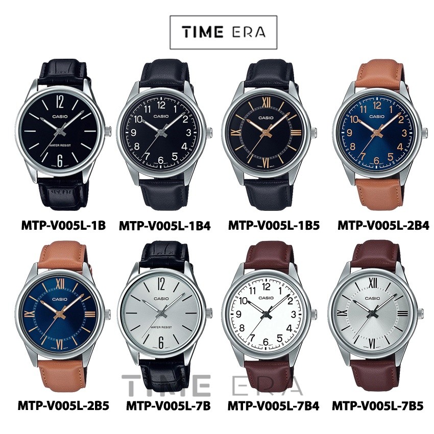 DISKON Jam Casio General MTP-V005L-1B 2B 7B / MTP V005L 7B2 7B3 Jam Tangan Pria Silver Kulit