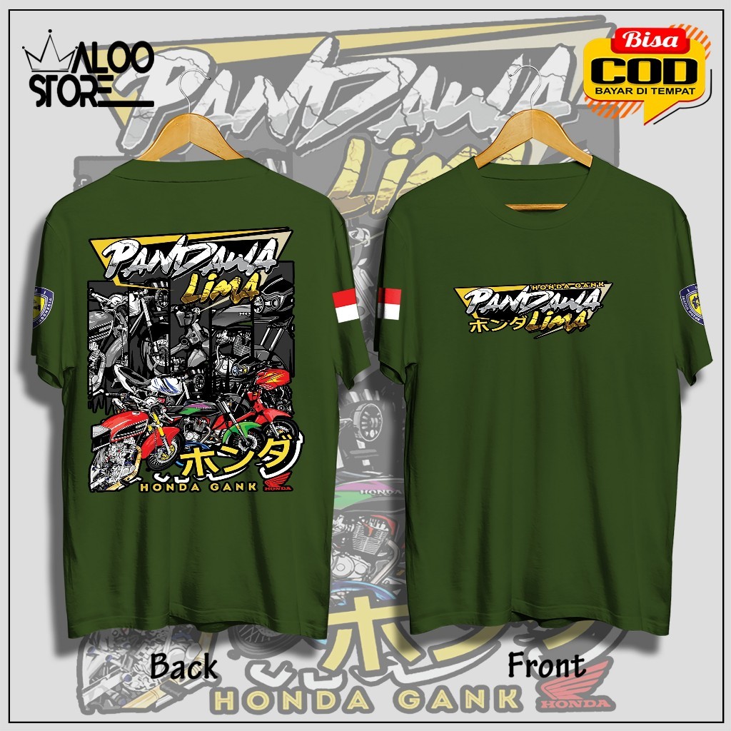 Baju Kaos Pria Honda Gank Pandawa 5 Lima Herex Jatim Cb Gl Mp Megapro Gl100 C70 Pitung Distro Origin