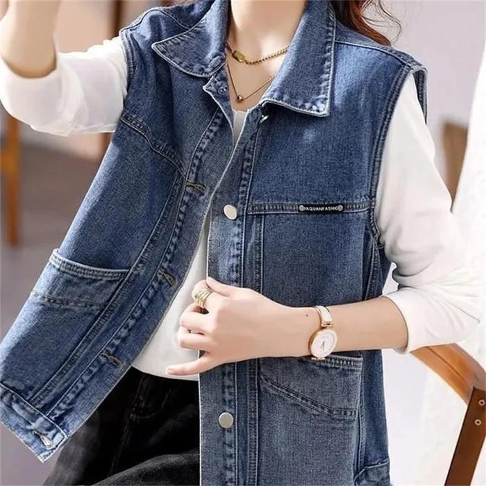 982-ROMPI JEANS WANITA/ROMPI WANITA/BLAZER JEANS WANITA Atasan Panjang - DARK SNOW