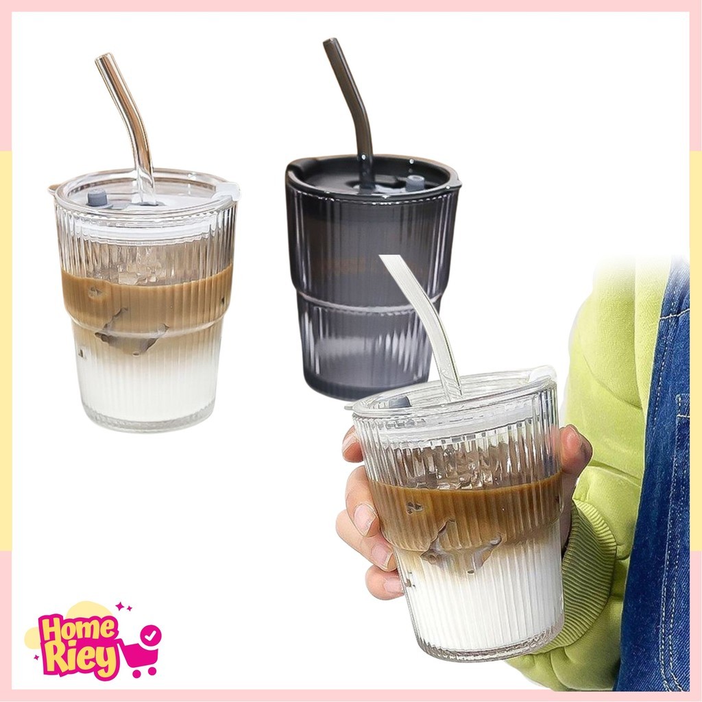 HM GELAS TUMBLER AESTHETIC H675 GELAS MINUM KACA SIMPLE ELEGAN WATER BOTTLE CUP FOR COFFEE