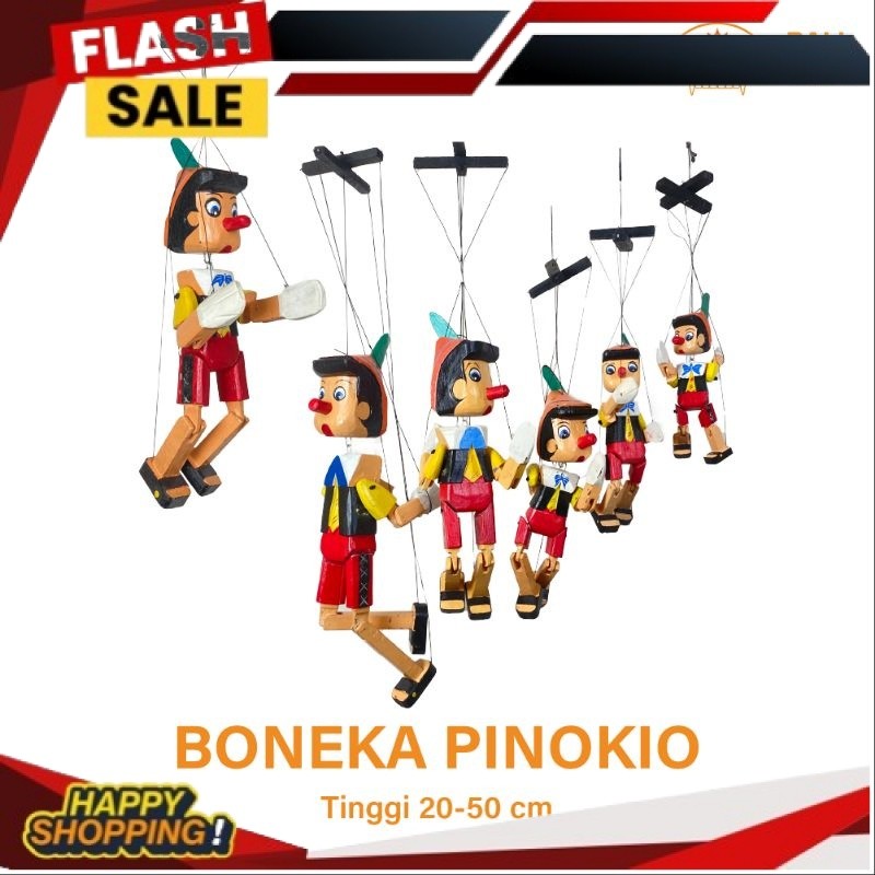 Boneka Pinokio - Pinokio - Pinokio Kayu - Mainan Pinokio - Pinokio Gantung - Tali - Dekorasi Pinokio