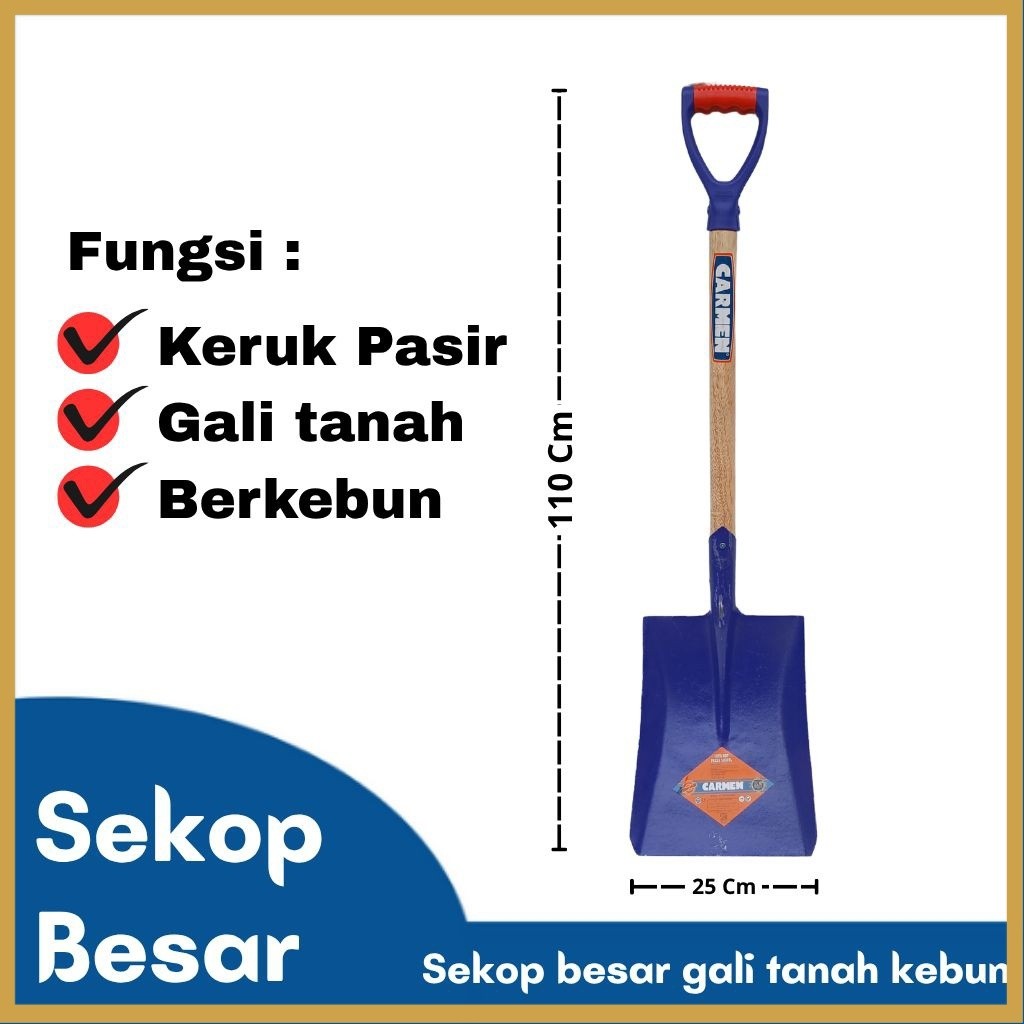 Sekop rata pasir gali tanah berkebun besar CARMEN