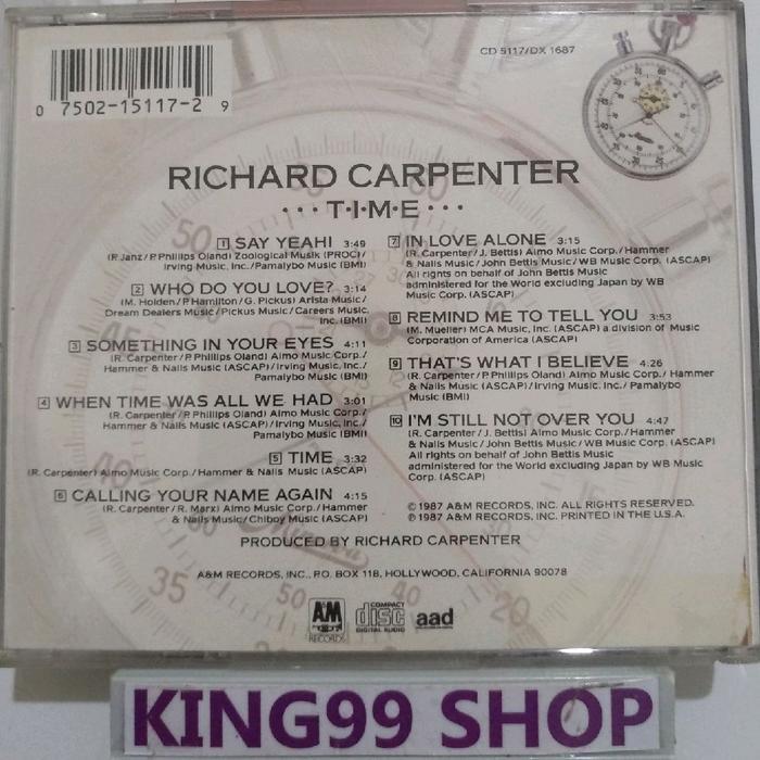 CD RICHARD CARPENTER - TIME (1987). NKOTB backstreet boys rick astley debbie gibson madonna tiffany 