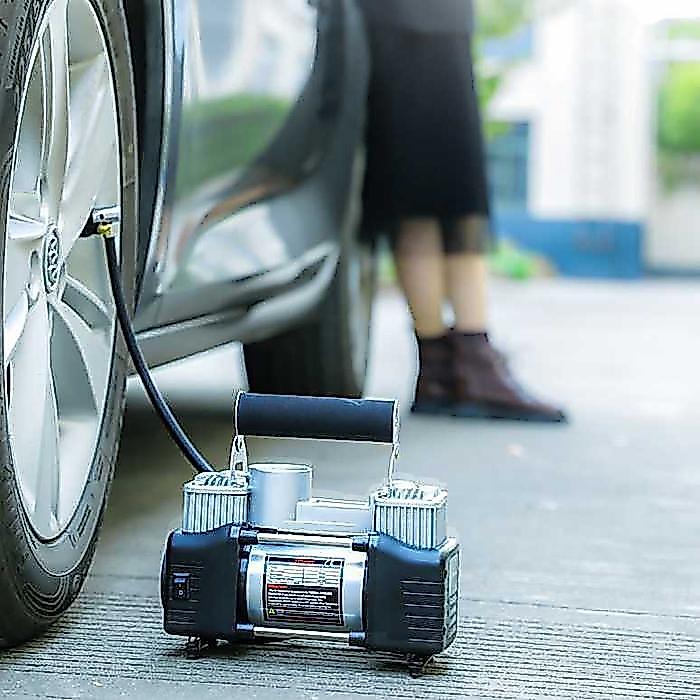 Kompressor Mini Pompa Ban Mobil Double Cylinder 12V 100 Psi