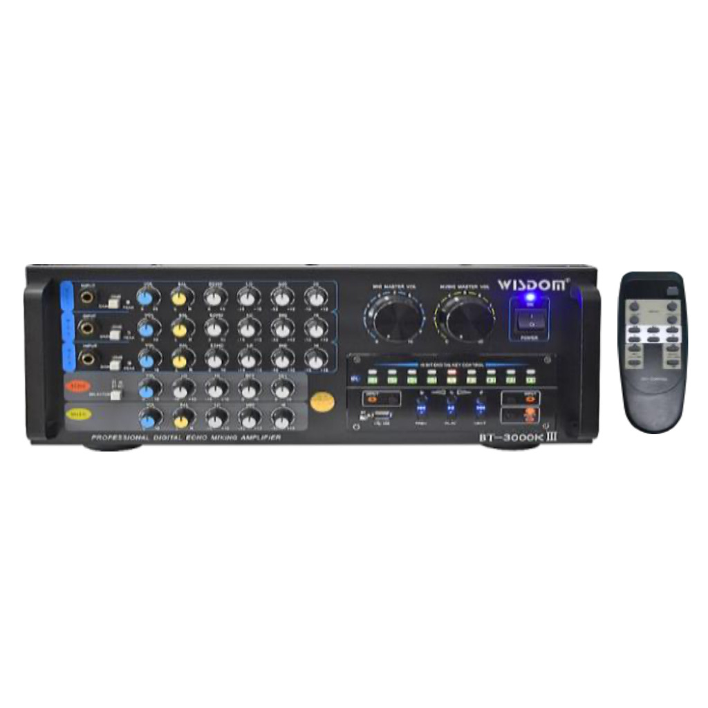 (KUALITAS TERBAIK) karaoke amplifier key control USB 3 mic input Wisdom BT3000 / BT3000K / BT3000 K 