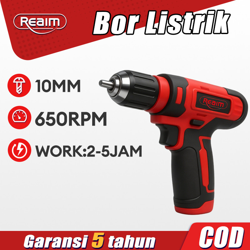 Bor ListrikReaim 8V Mesin Bor Baterai Cordless Drill Bor Batere Bor Listrik Obeng Listrik