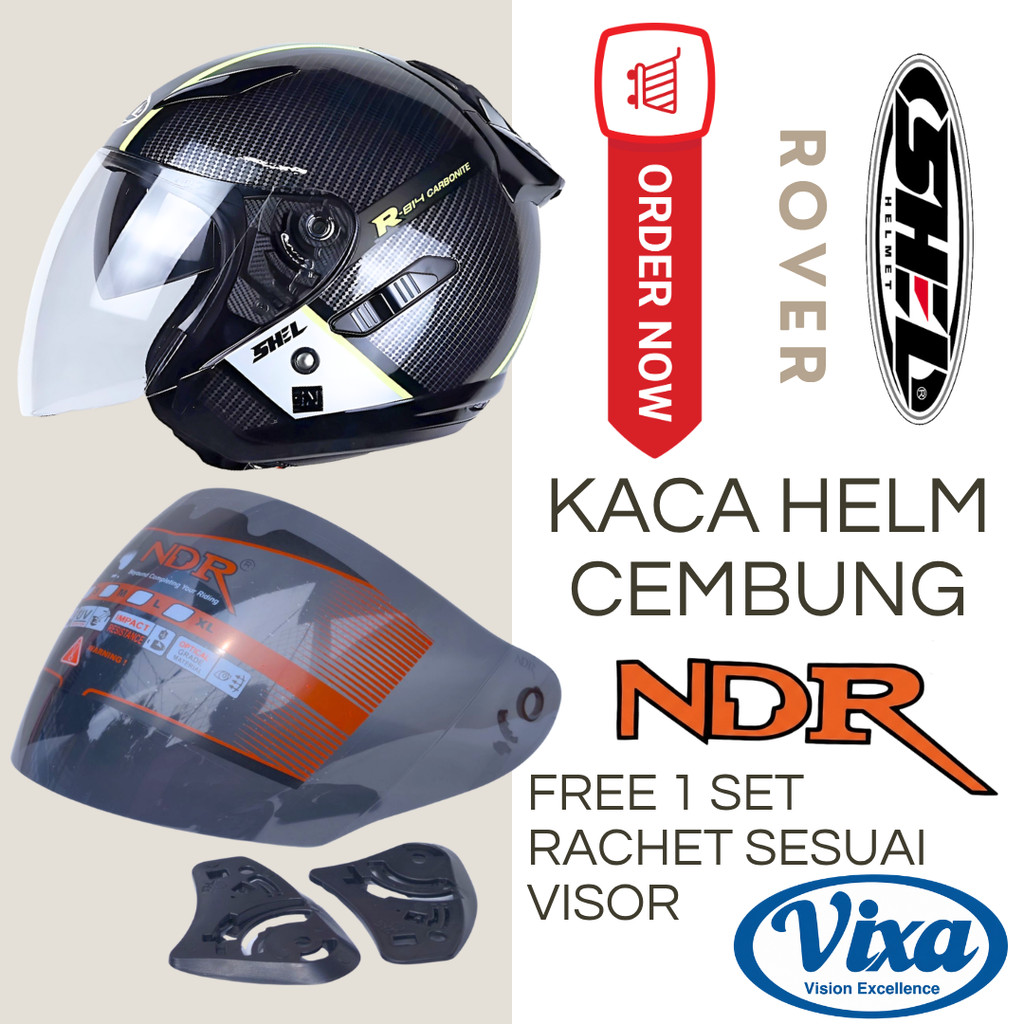 Kaca Helm SHELL ROVER R-814 Visor Helmet CEMBUNG venom open ganteng NDR iridium free rachet murah

