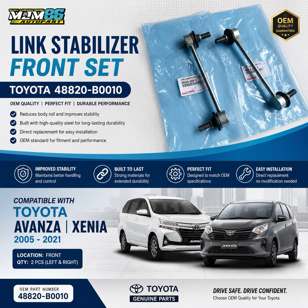 Link Stabilizer Depan Set Toyota 48820-B0010 Toyota Avanza Xenia 2005-2021 Oem