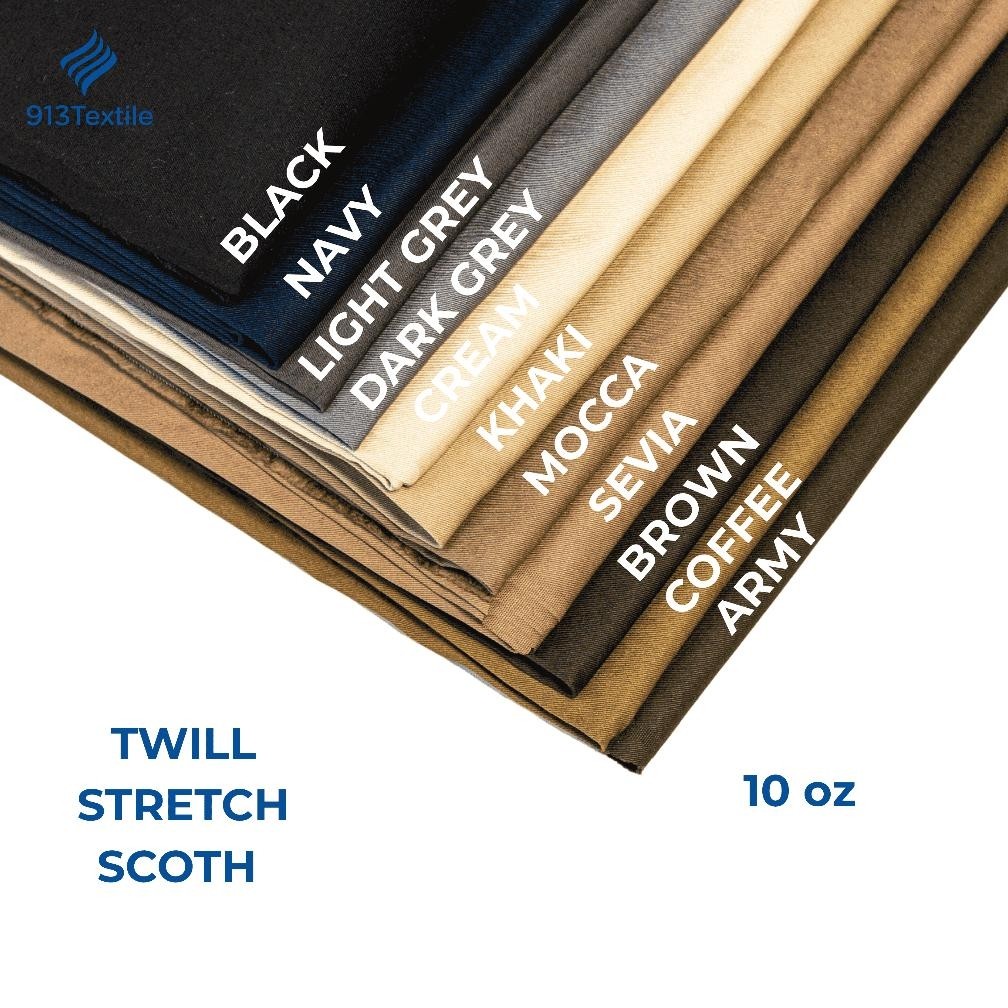 Bahan Kain Katun Twill Strech Chino Scoth  20/10  Tebal Sale