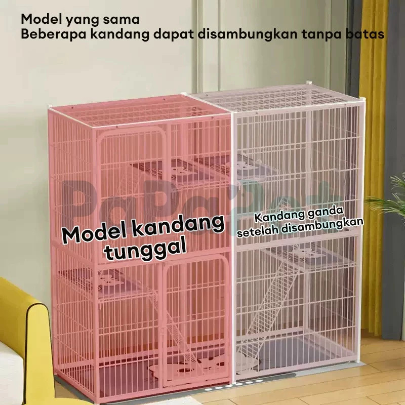 PAPAPET Kandang kucing besar rumah kucing Vila Kucing Kandang Hewan Pagar Besi Kandang Hamster