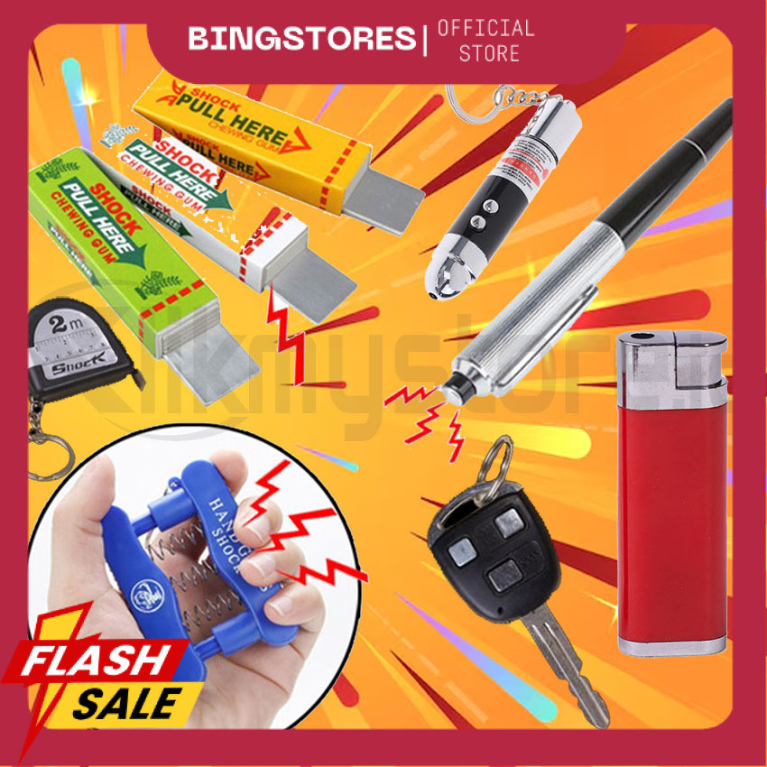 Prank Toys Electric Shock Mainan Kejut Listrik Pena Permen Karet Meteran Remote Kunci Mobil Korek Ap