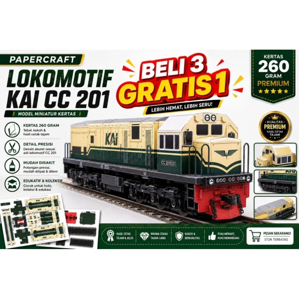 Laminasi PAPERCRAFT LOKOMOTIF KERETA