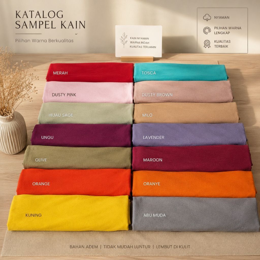Kain Spandek Rayon Premium - Harga/0,5 m - Kain Rayon Spandek Polos Meteran - Bahan Spandek Rayon Pr