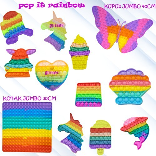 TERLARIS NEW FIDGET TOYS POP IT RAINBOW JUMBO SIZE OCTAGON SQUARE LOVE ROUND BIGSIZE PUSH BUBBLE 100